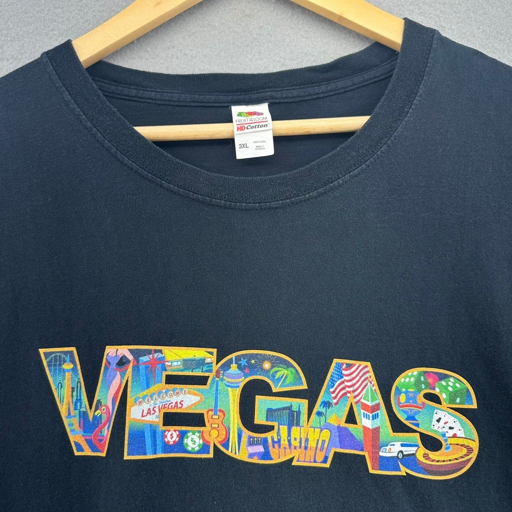 2005 Las Vegas Souvenir Tee Black Mens 3XL Tourist Baggy Loose‎ VTG